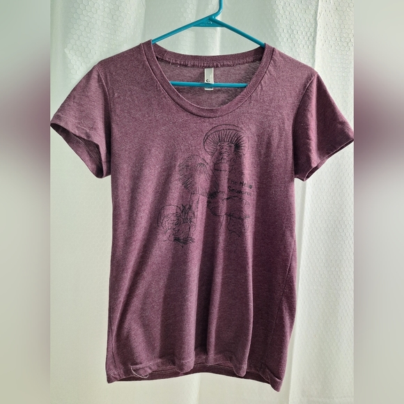 American Apparel Tops - Helio Sequence purple T-shirt Mushroom art L